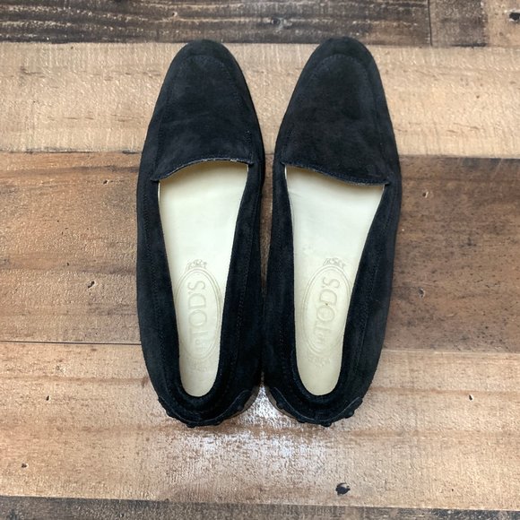Tod's Black Suede Block Heel Loafers - Picture 6 of 7